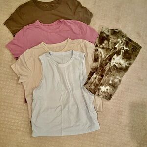 lululemon athletica Assorted Tops and Leggings - Brown, Pink, Cream, Blue